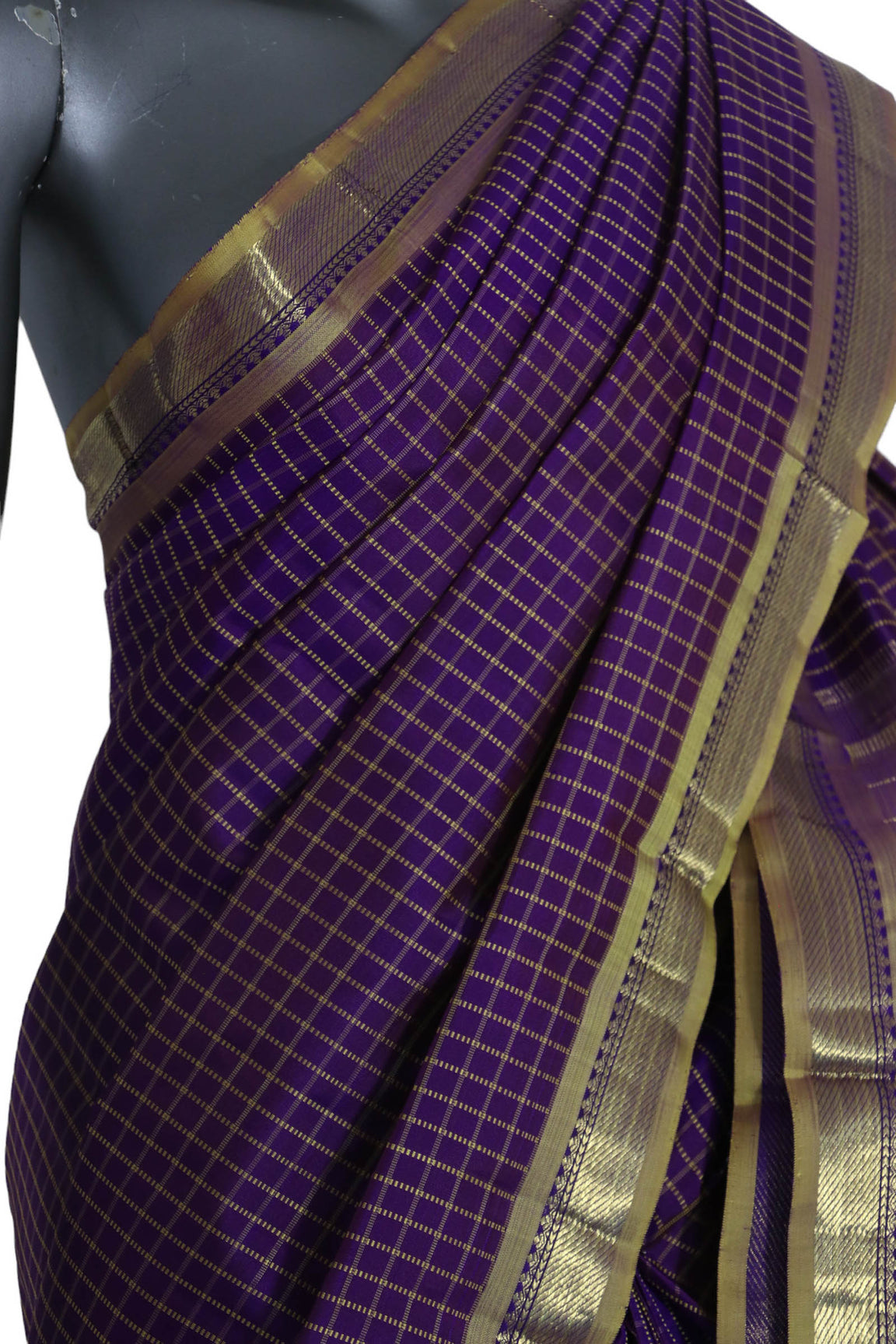 Traditional Checks Wedding Kanjeevaram Silk Saree AK200903