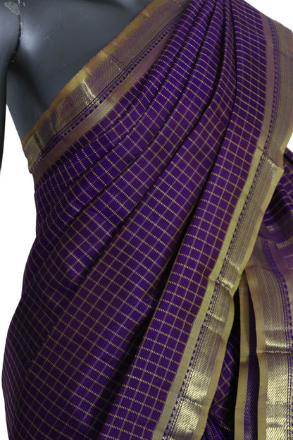 Traditional Checks Wedding Kanjeevaram Silk Saree AK200903