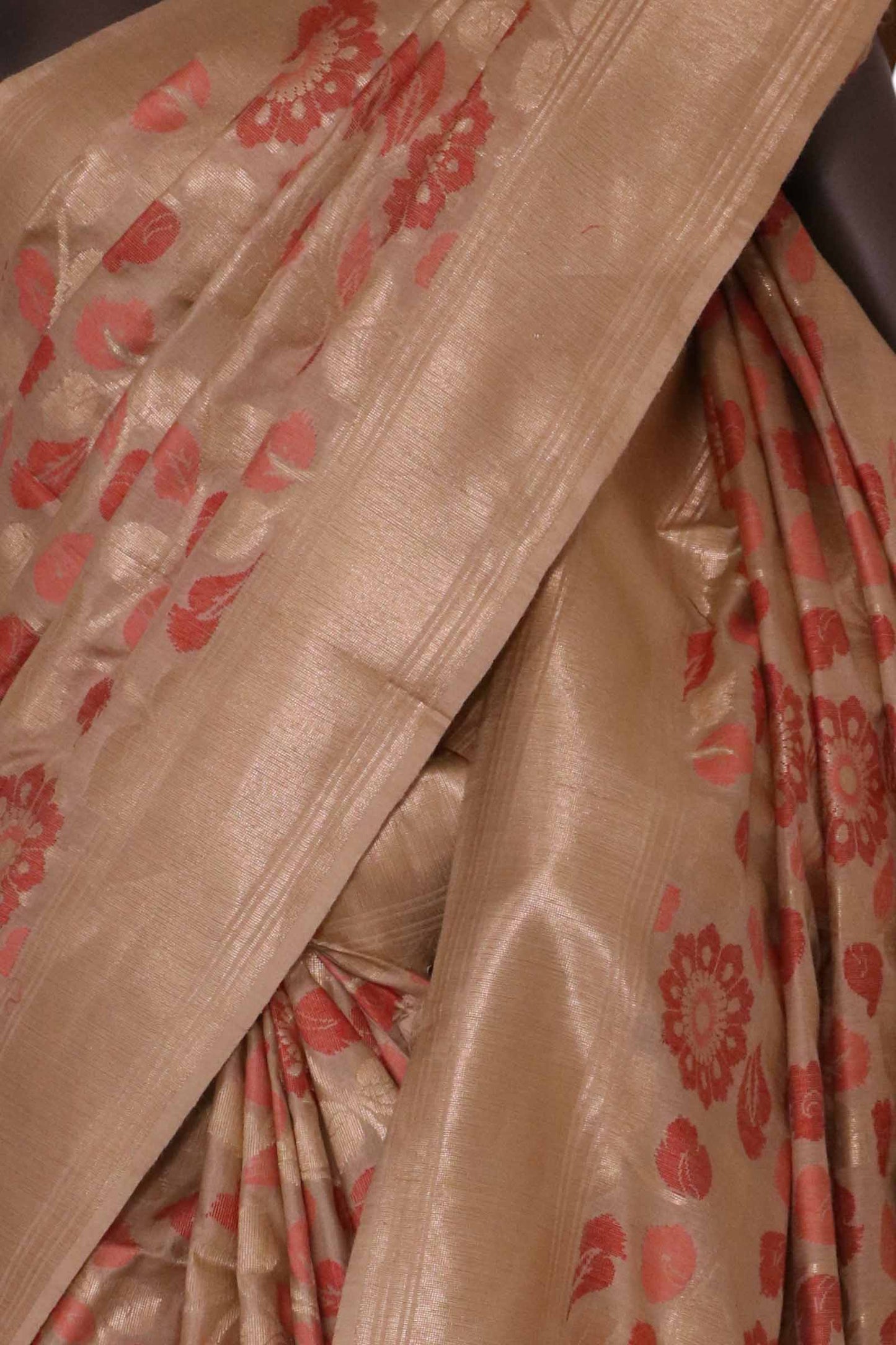 designer floral handloom tussar silk saree al206530