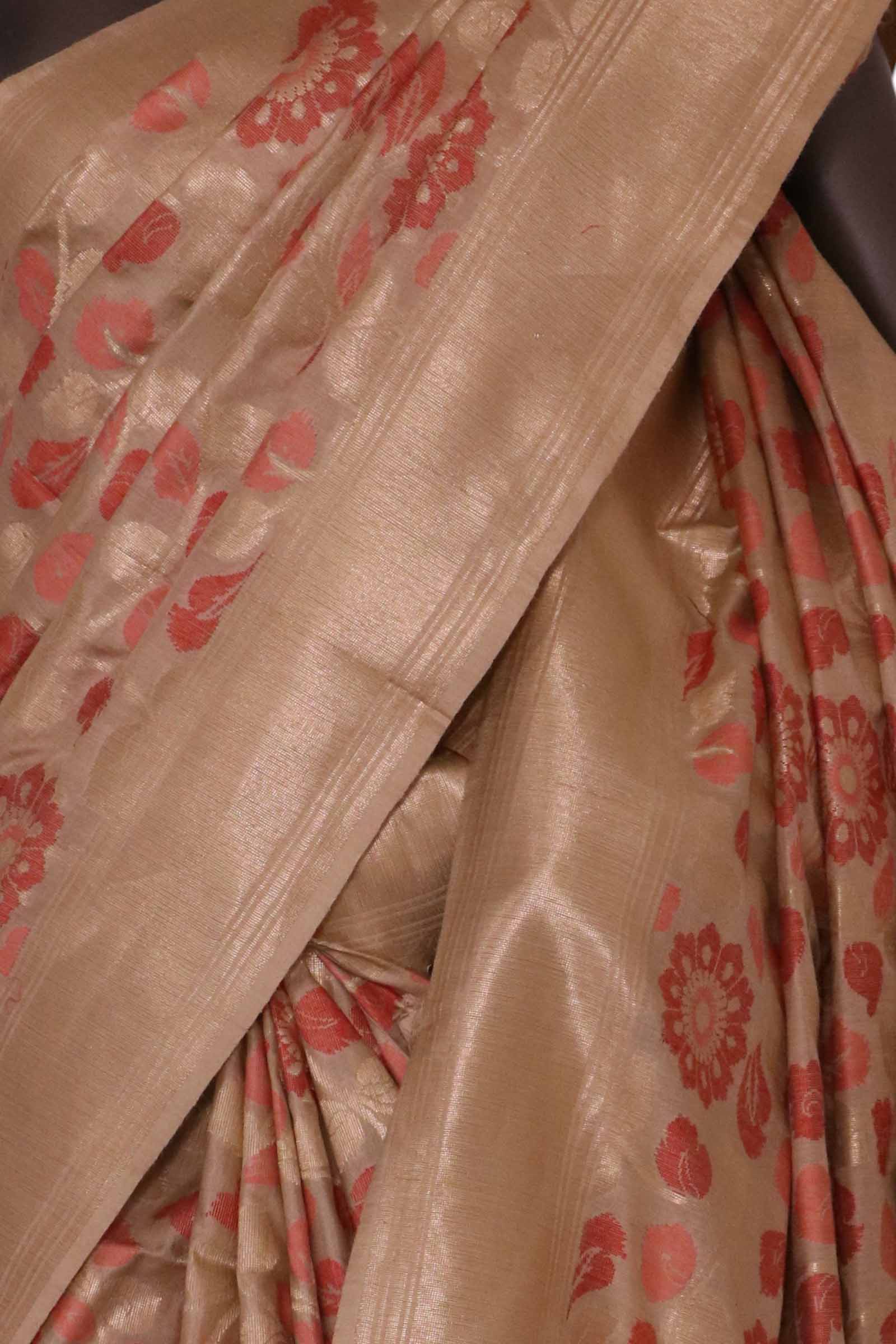 Designer Floral Handloom Tussar Silk Saree AL206530
