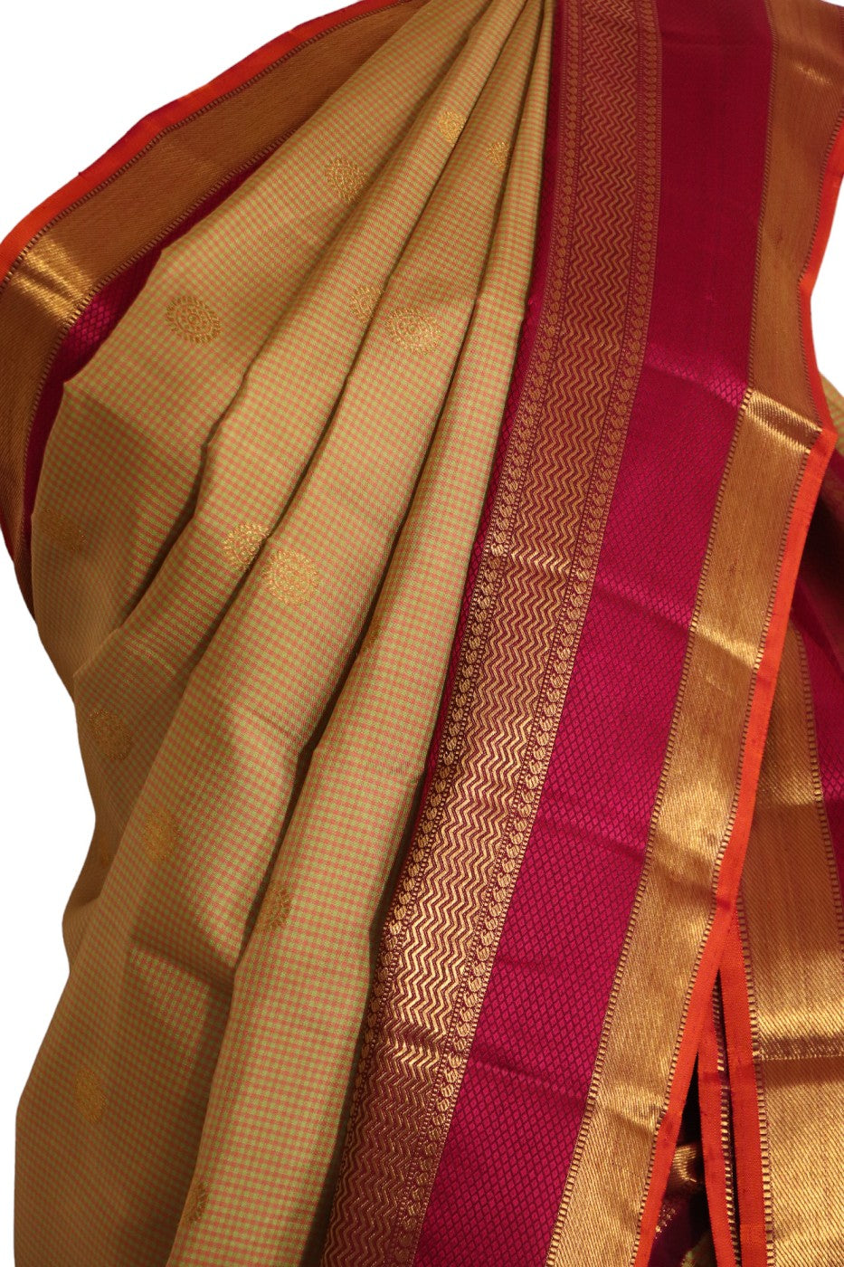 Grand Checks Wedding Kanjeevaram Silk Saree  AJ203725