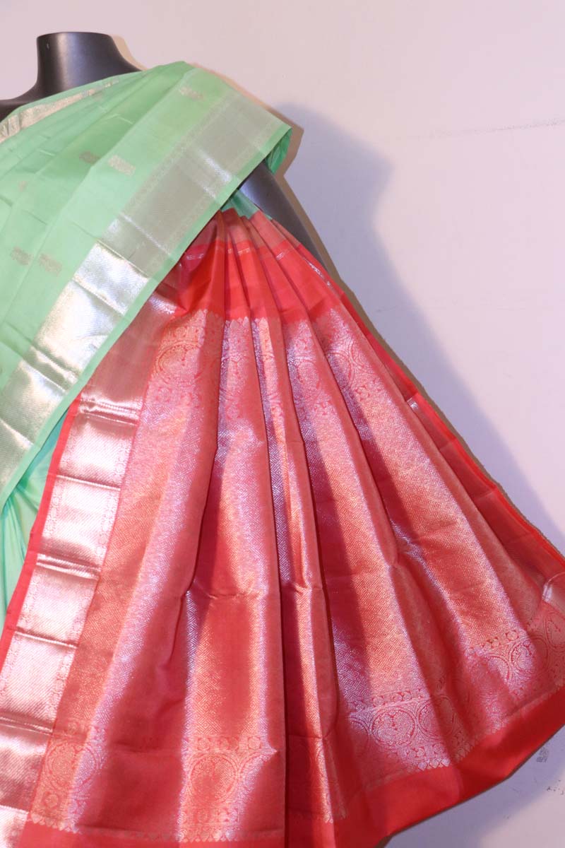 Silver Zari Kanjeevaram Silk Saree AJ200155