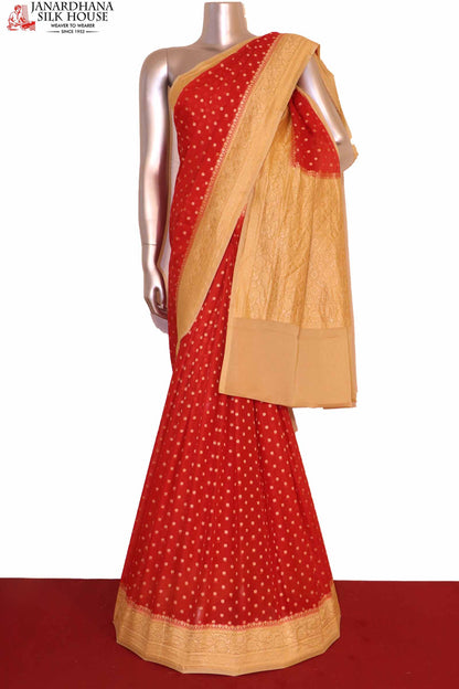 Exclusive Butta Contrast Banarasi Georgette Silk Saree AG211031