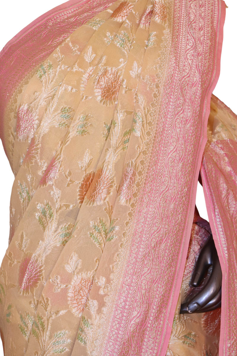Designer Floral Banarasi Georgette Silk Saree AJ202635