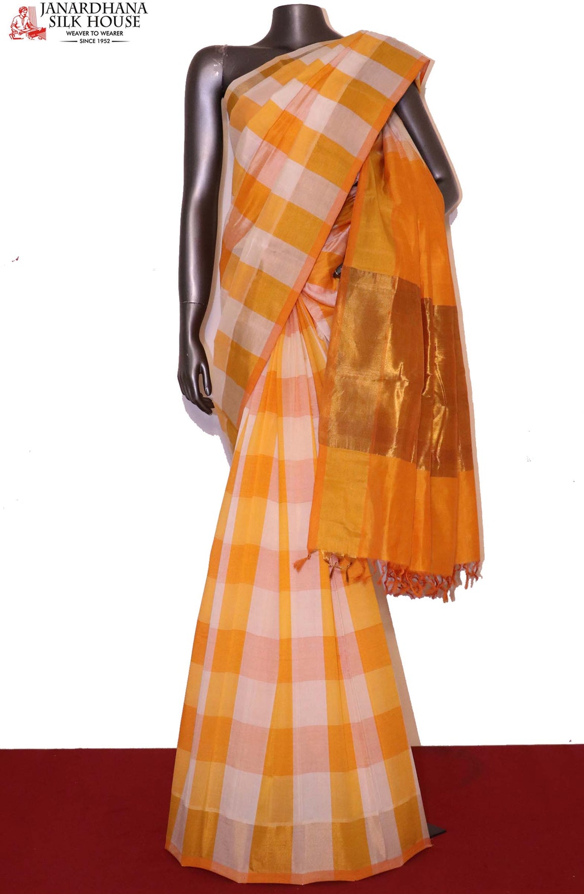 Handloom Checks Pure Cotton Saree AI213375