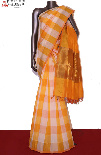 Handloom Checks Pure Cotton Saree AI213375