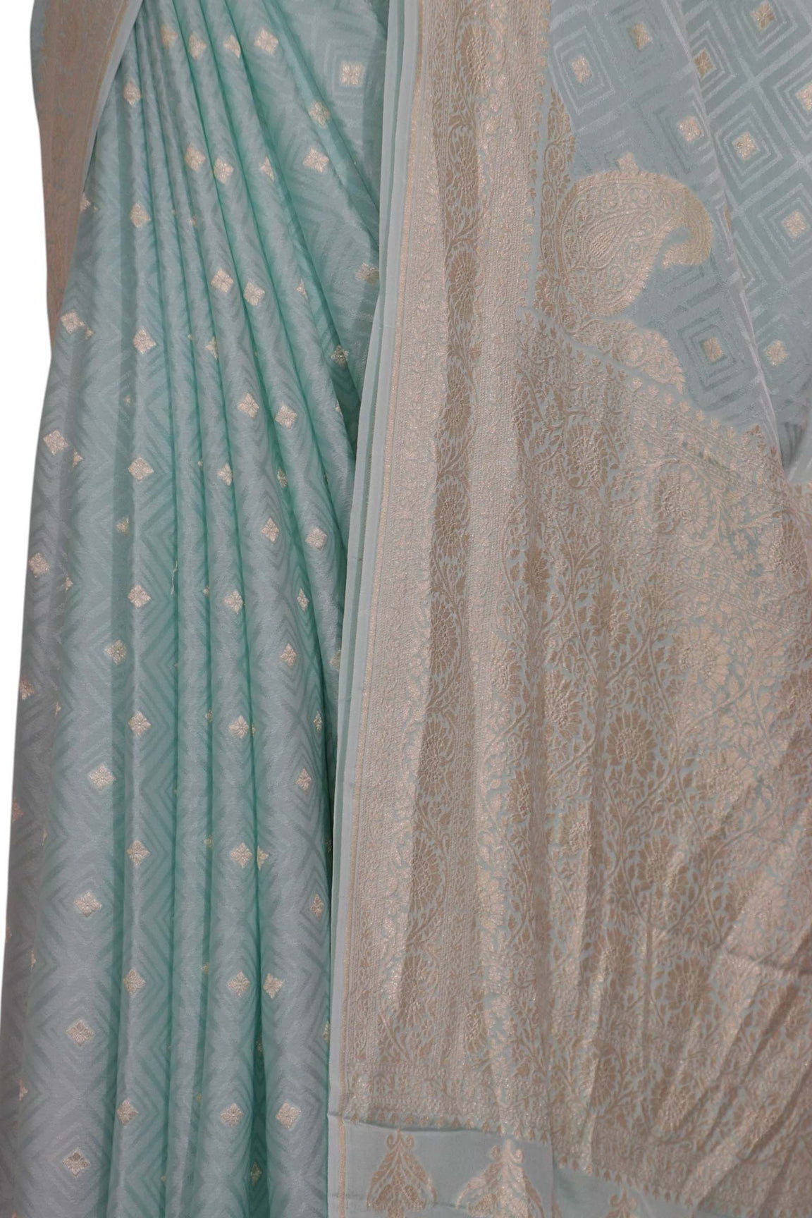 Pure Handloom Zari Butta Banarasi Crepe Silk Saree AL206652