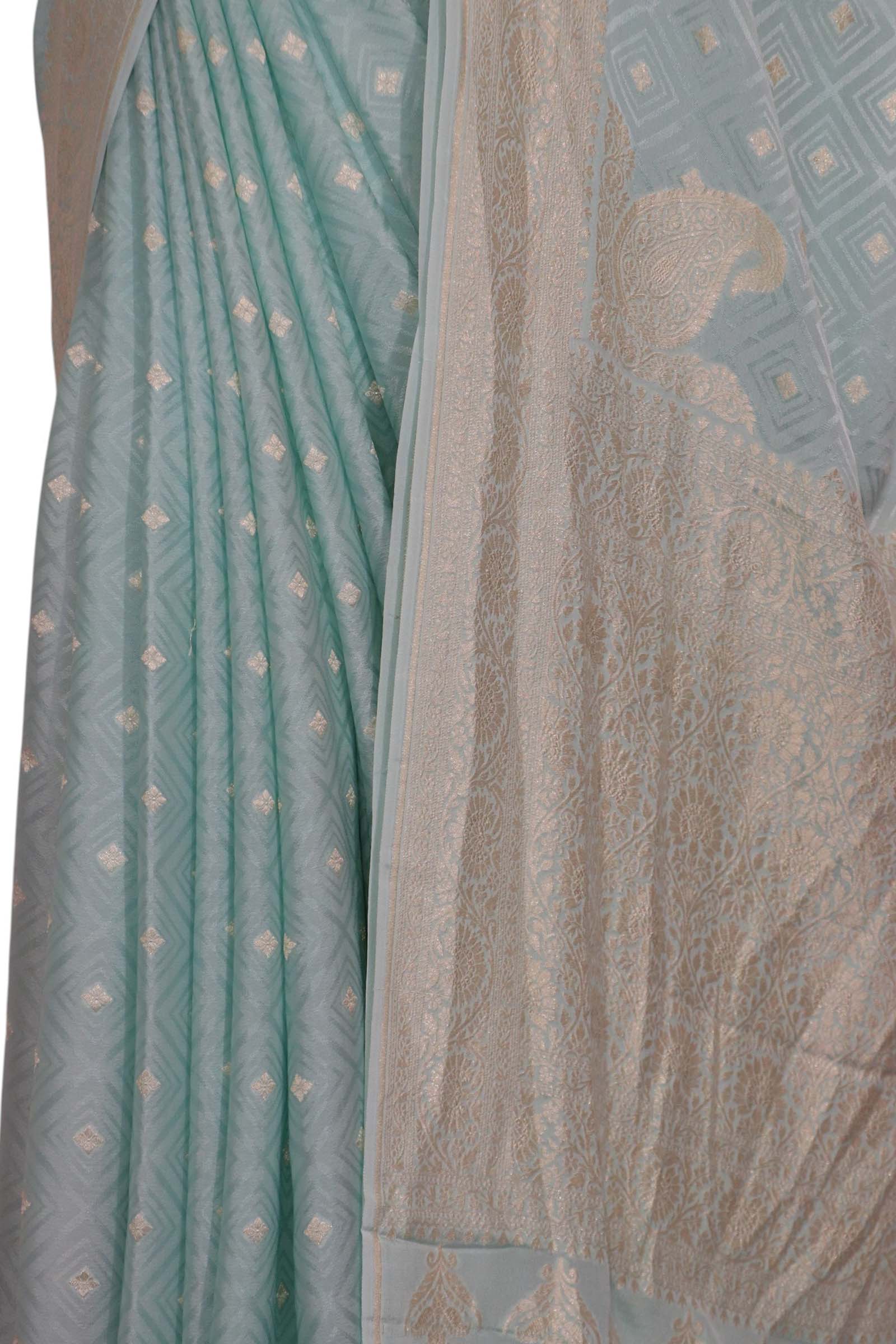 Pure Handloom Zari Butta Banarasi Crepe Silk Saree AL206652