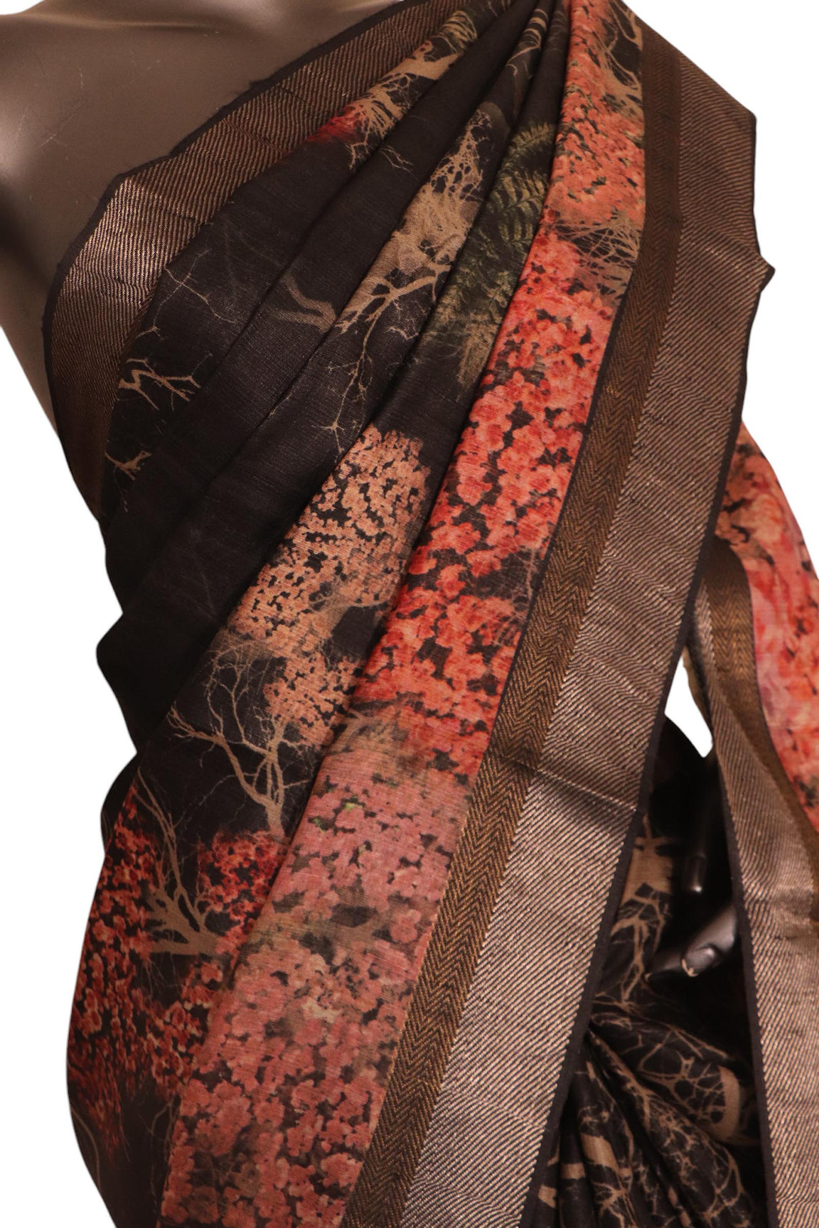 Pure Floral Tussar Silk Saree AK210623