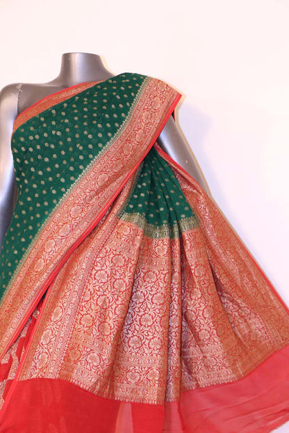 Handloom Banarasi Georgette Silk Saree AI205476