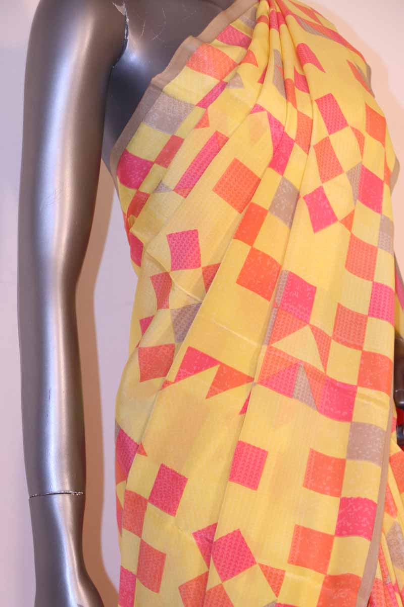 yellow crepe silk saree AI202165