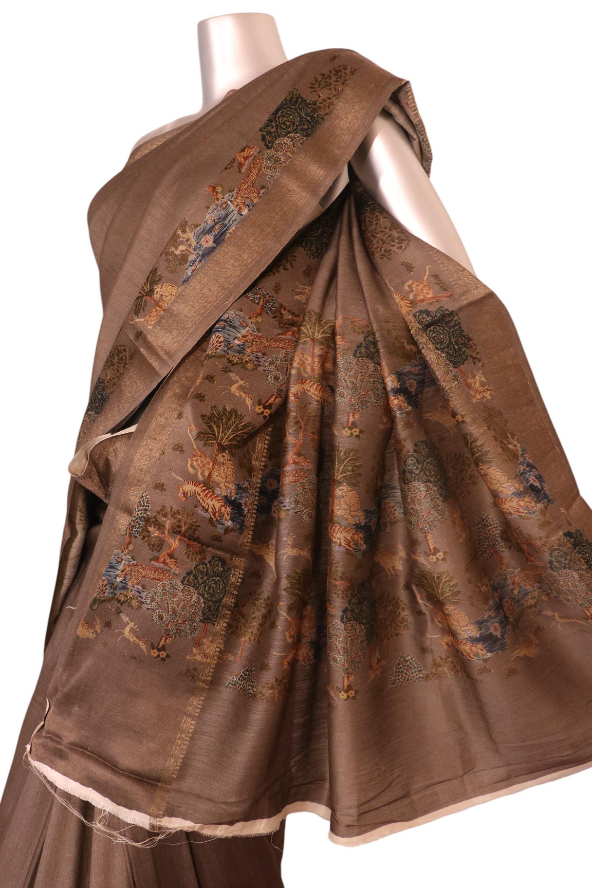 Pure Printed Zari Tussar Silk Saree AK208621
