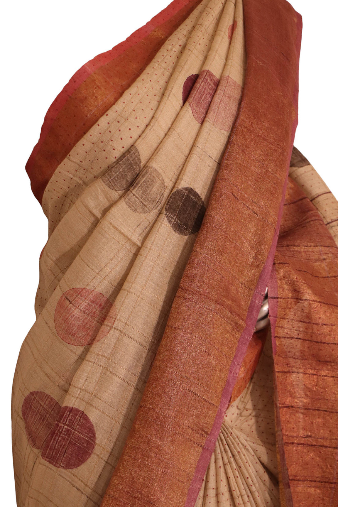 Pure Checks Tissue Zari Tussar Silk Saree AJ205530
