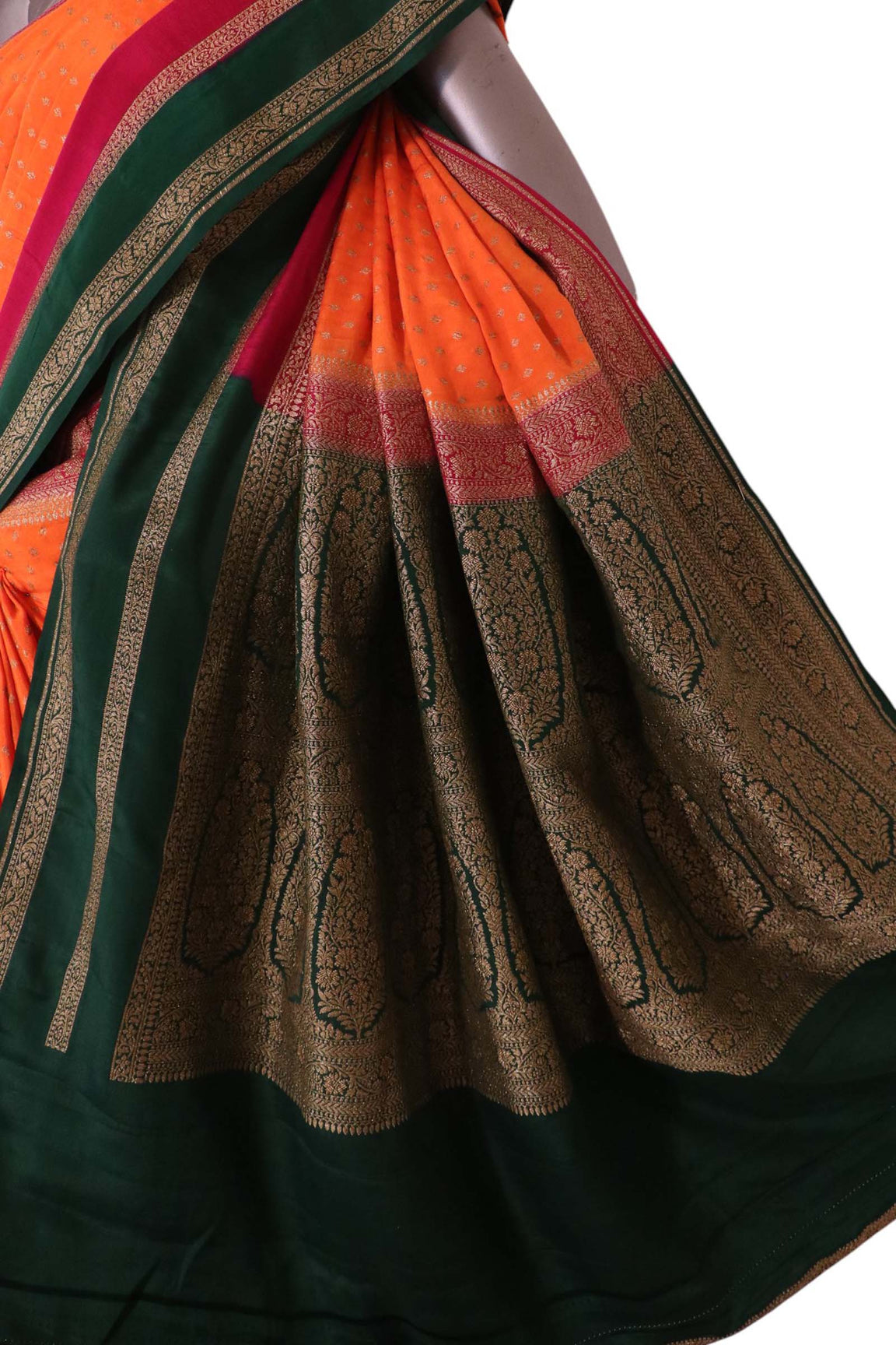 Pure Handloom Zari Butta Banarasi Crepe Silk Saree AL206218