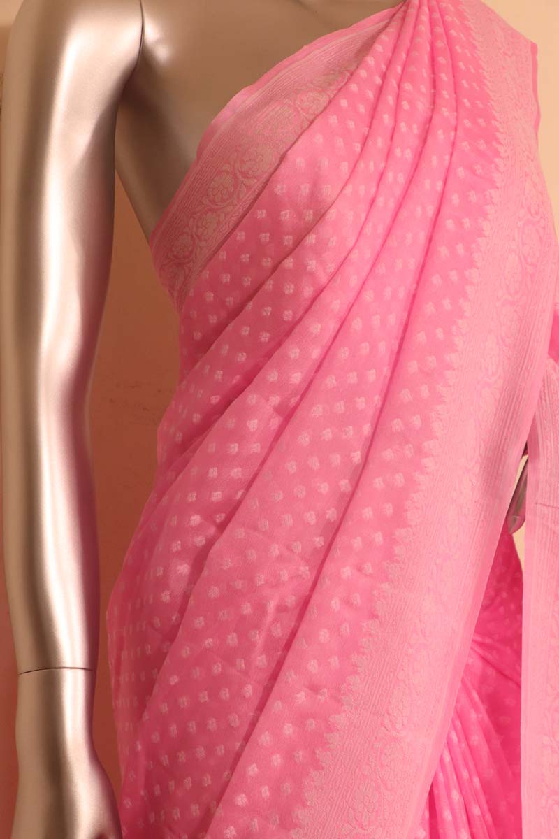 Thread Weave Pure Crepe Silk Saree AG210085