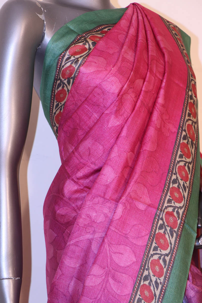 Handloom Printed Tussar Silk Saree AI207508