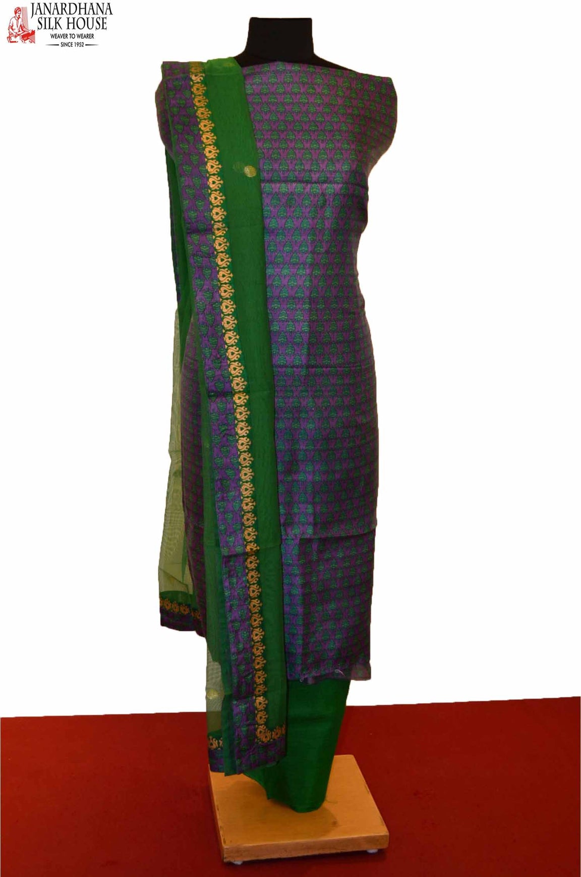 Exclusive Printed Pure Tussar Silk Suit SHJG00229
