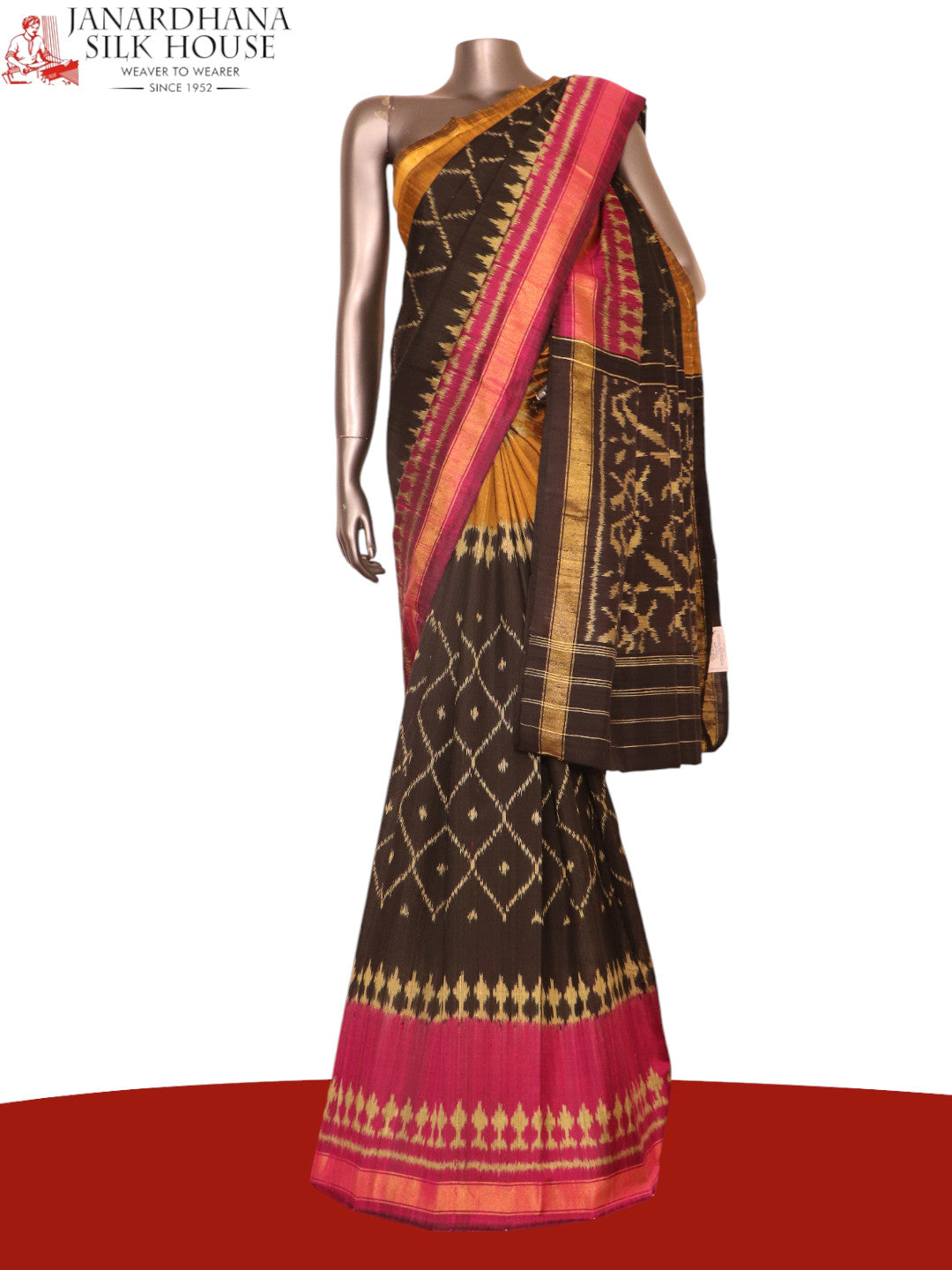 Pure Handloom Patola Ikat Silk Saree-Slubs Weave AK210640