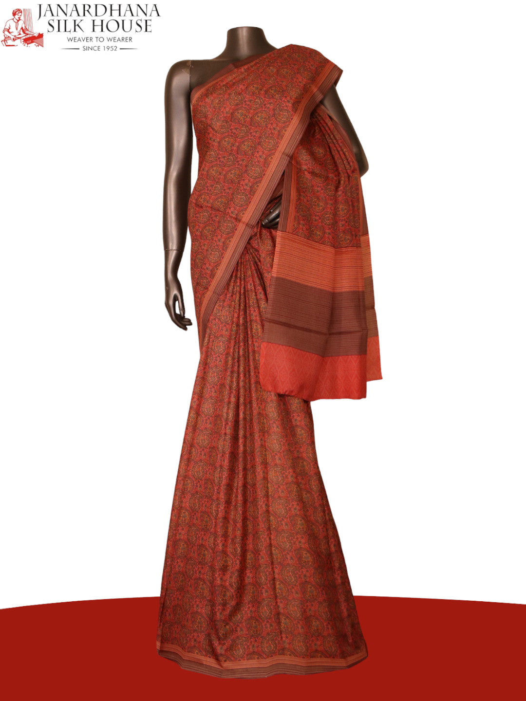 Paisley Printed Silk Saree AJ205455