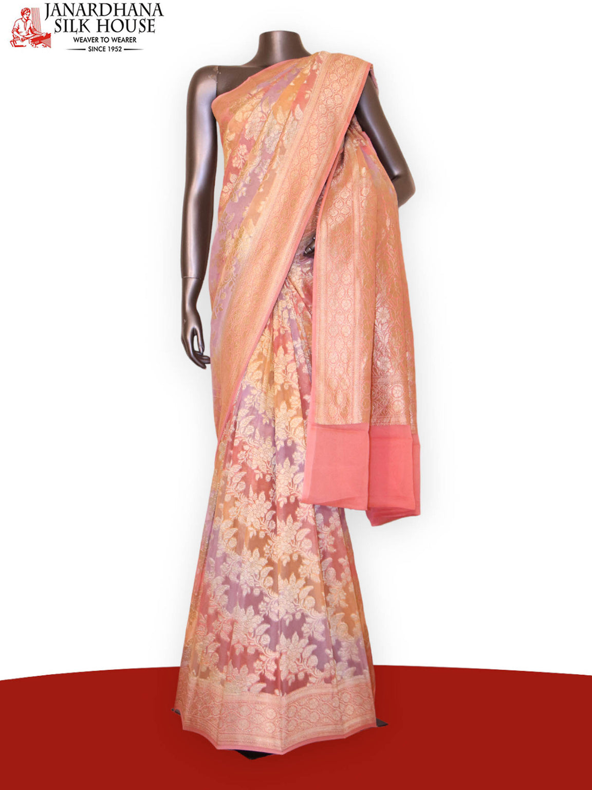 Designer Shaded Floral Banarasi Georgette Silk Saree AJ202466