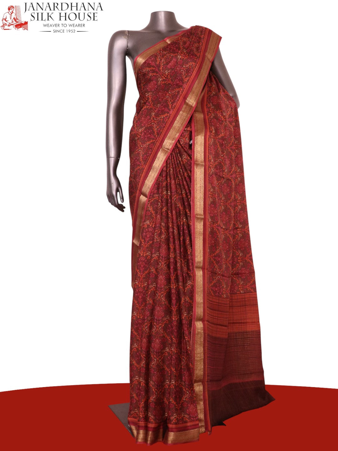 Pure Floral Zari Crepe Silk Saree AL206172