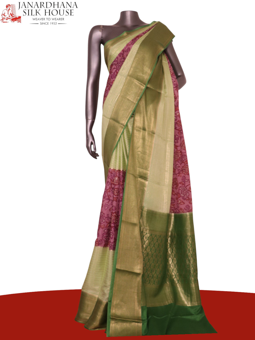 Pure Contrast Mysore Crepe Silk Saree AK208989