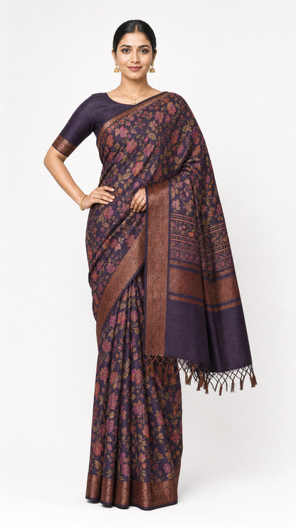 Pure Floral Tussar Silk Saree AK204266
