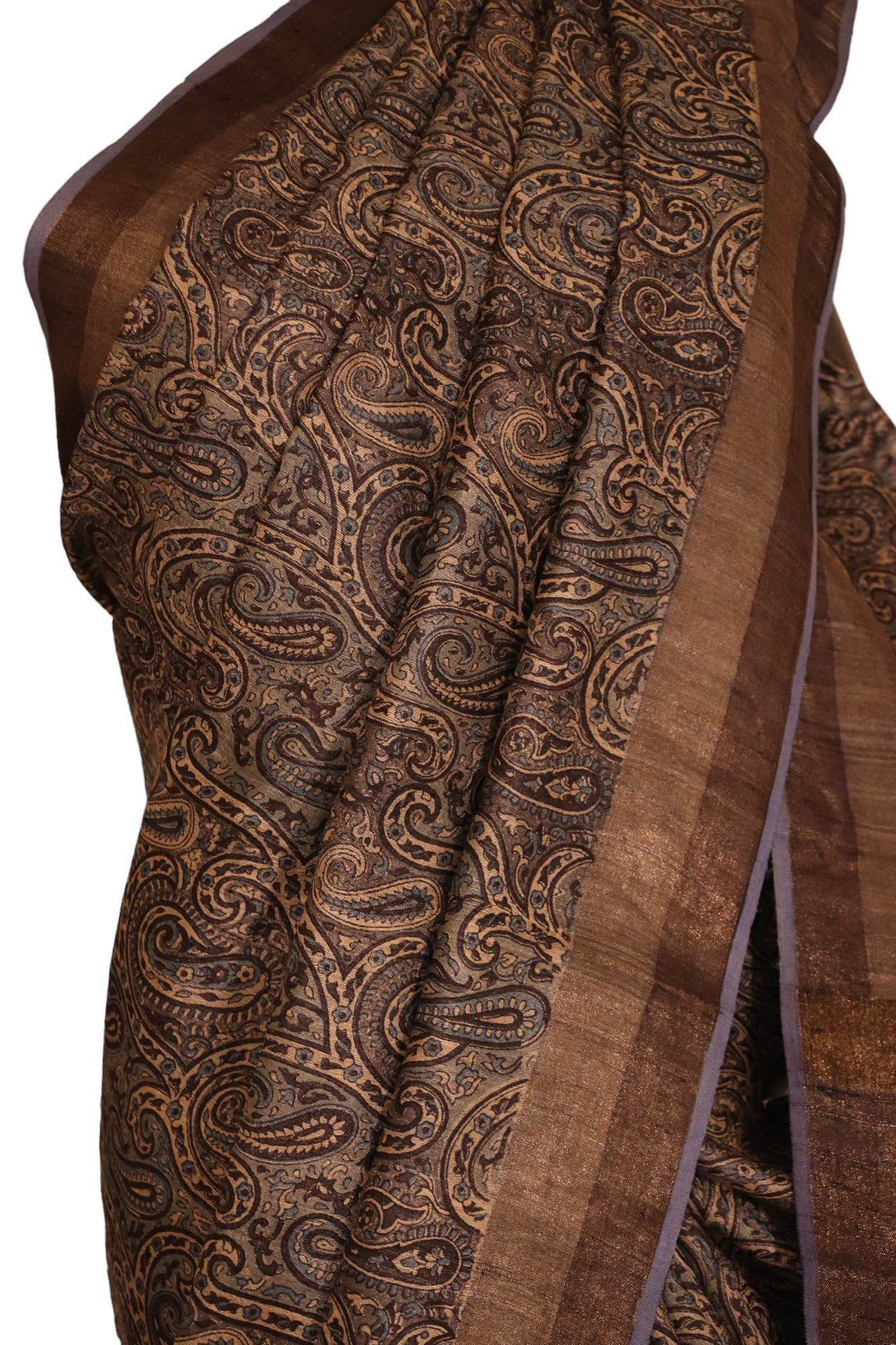 Paisley Exclusive Pure Tussar Silk Saree AJ207006