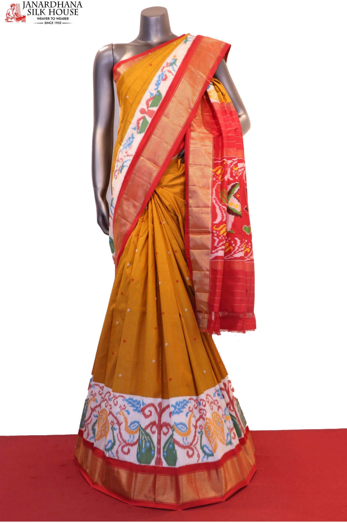 Exquisite &amp; Classic Handloom Pure Ikat Patola Silk Saree AF209799