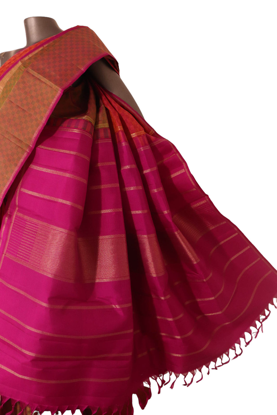 Half And Half Handloom Kanjeevaram Silk Saree AK201629