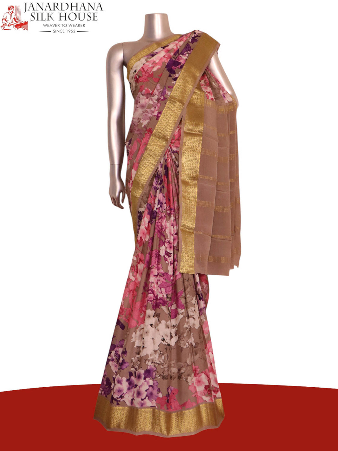 Pure Floral Zari Crepe Silk Saree AK208186