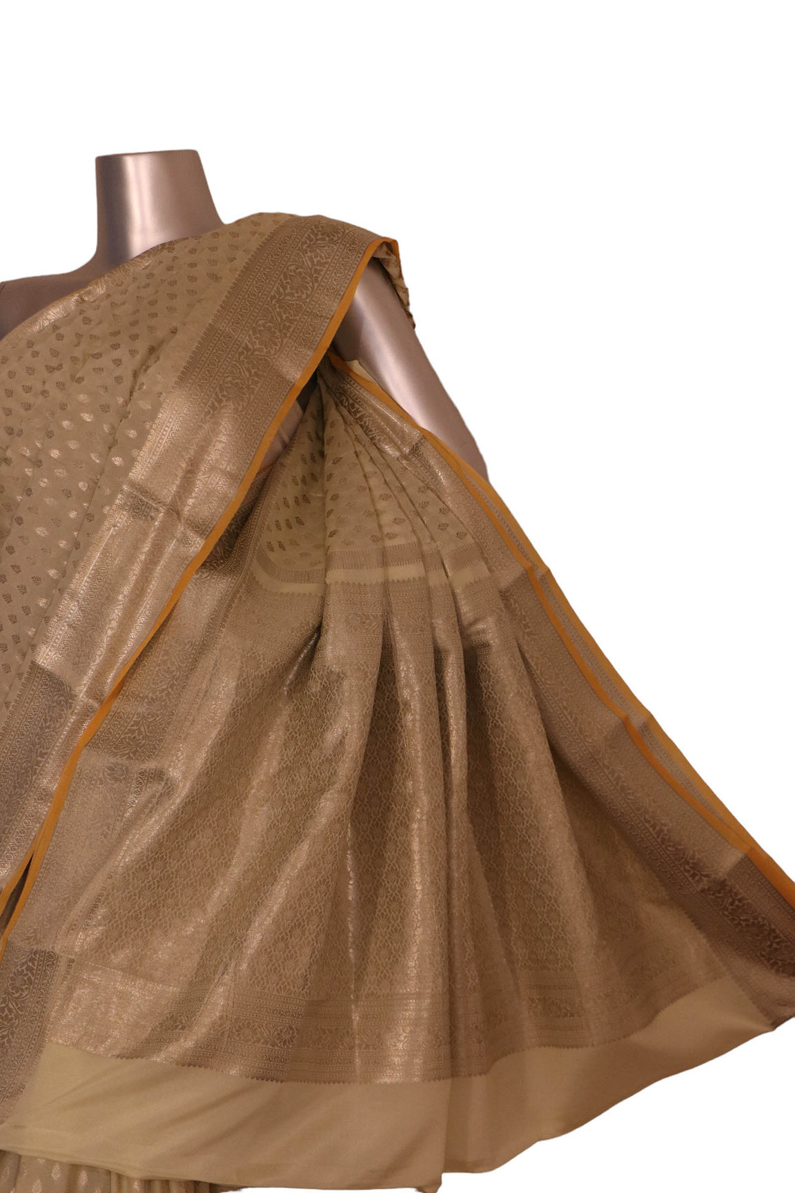 Pure Silver Zari Butta Crepe Silk Saree AK201889