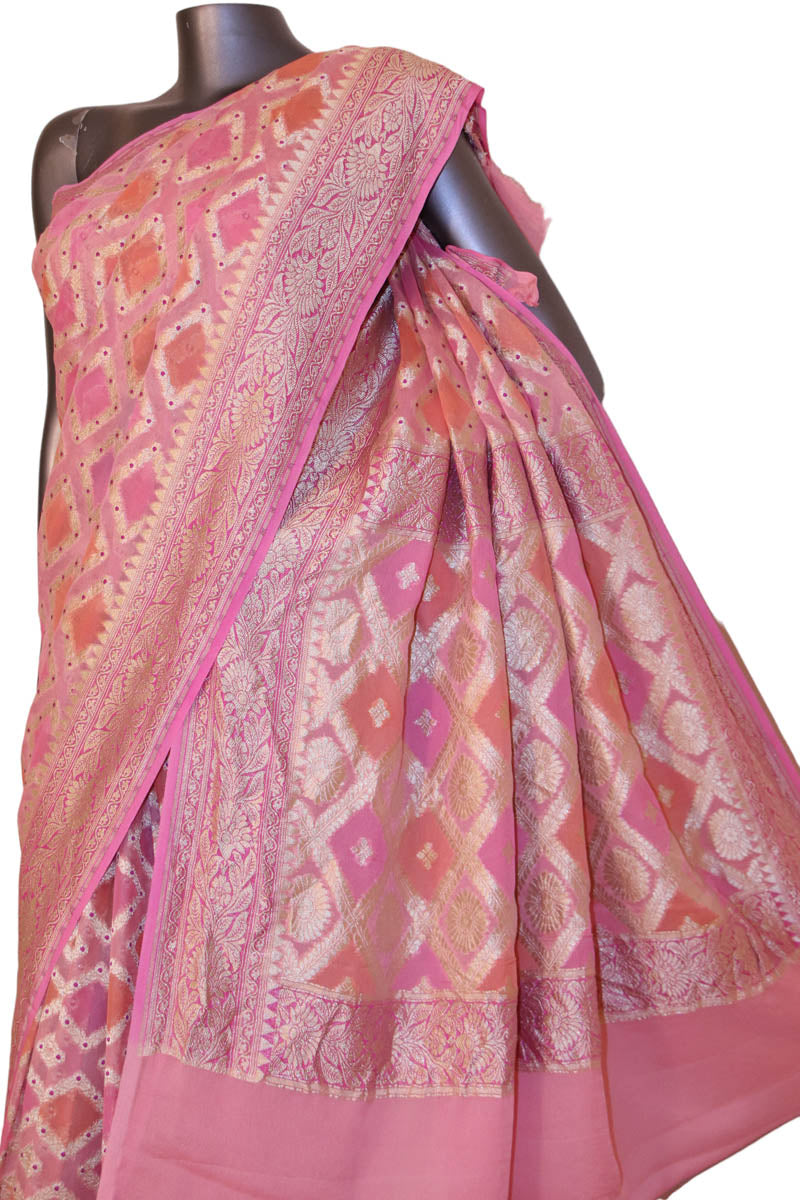 Designer Meenakari Banarasi Georgette Silk Saree AJ202575