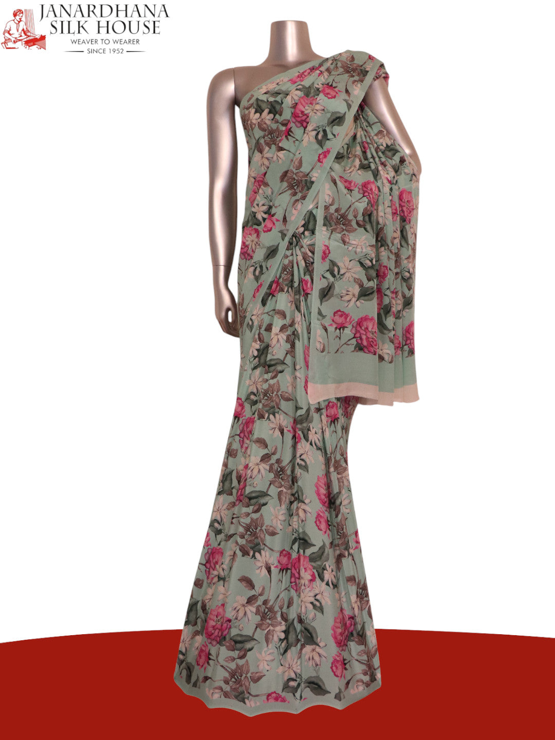 Floral  Pure Crepe Silk Saree AK210954