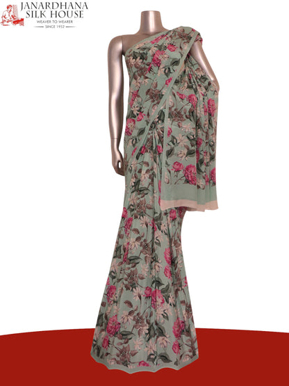 Floral  Pure Crepe Silk Saree AK210954