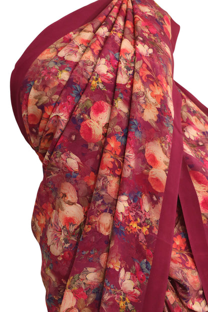 Exclusive Floral Pure Crepe Silk Saree AK203372