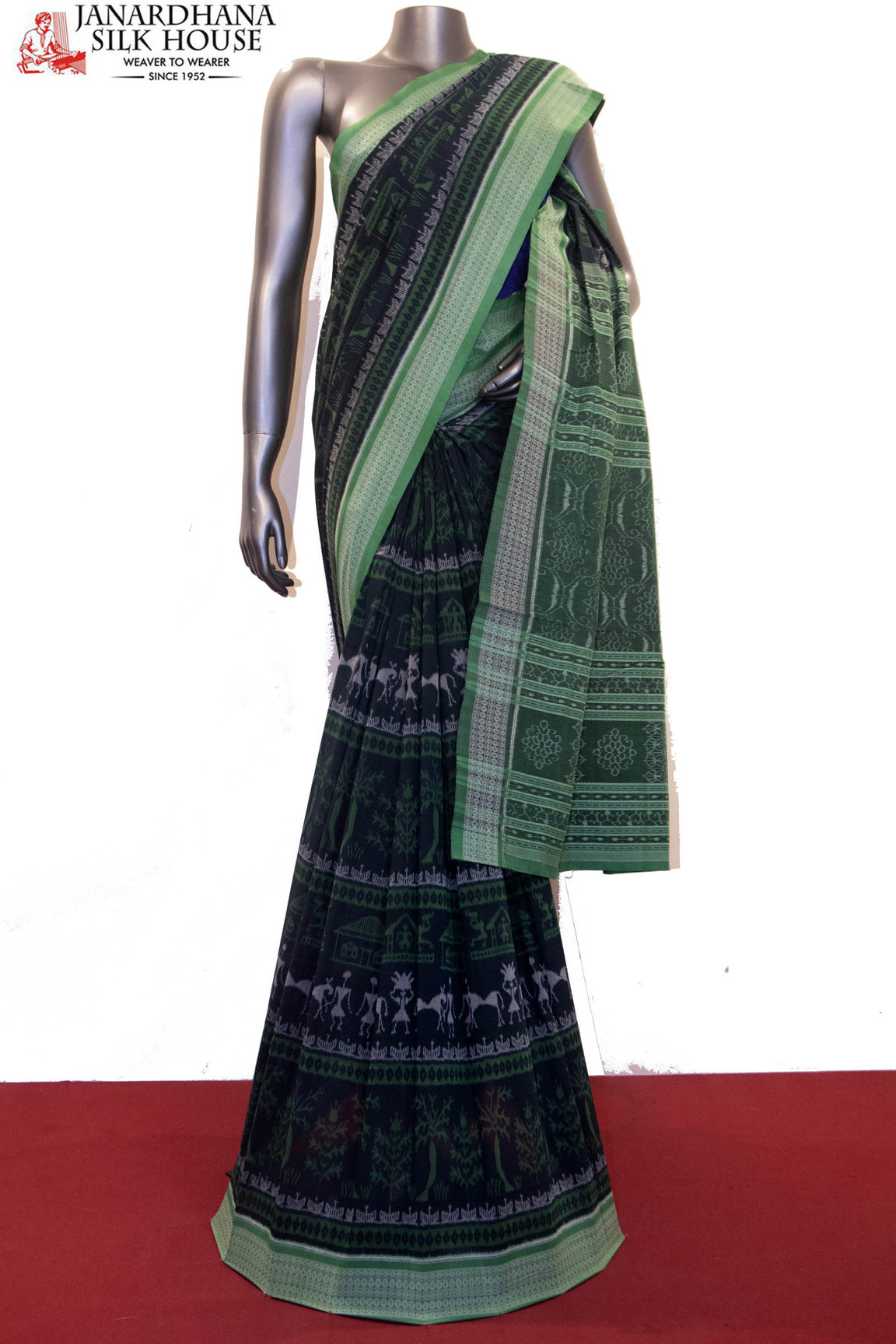 Exquisite Handloom Thread Weave Orissa Ikat Patola Cotton Saree AF210822