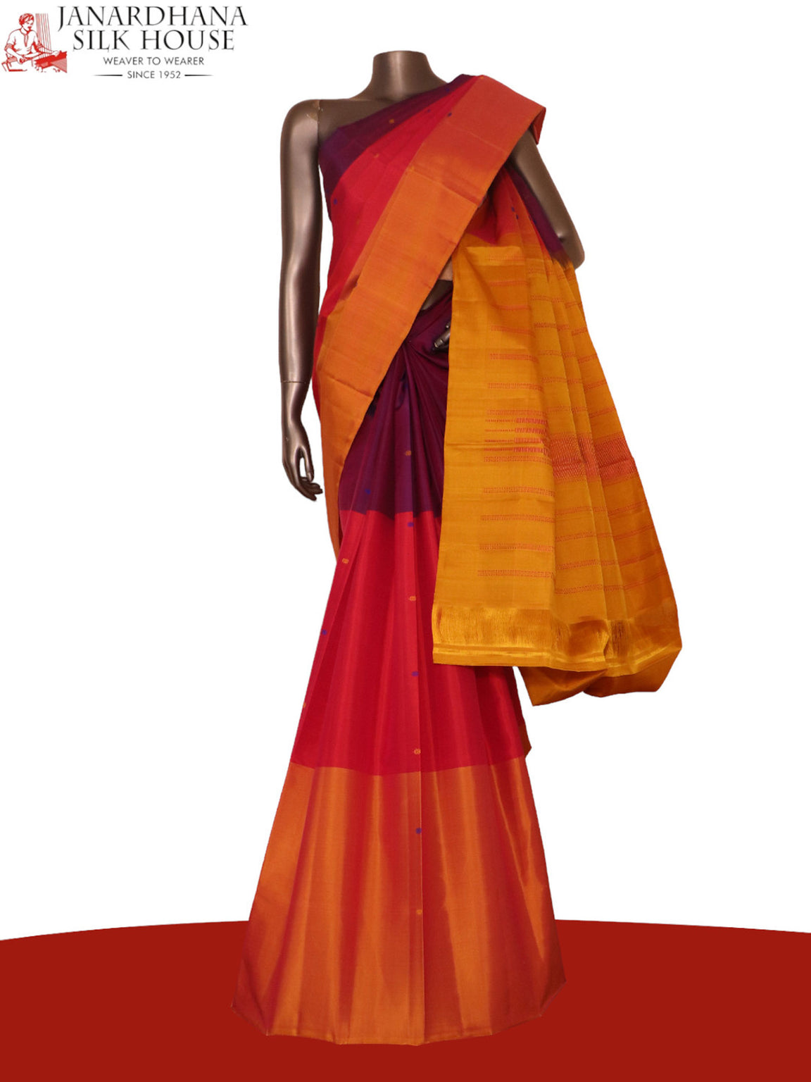 Pure Handloom Thread Muppagam Three Color Kanjeevaram Silk Saree AK201669