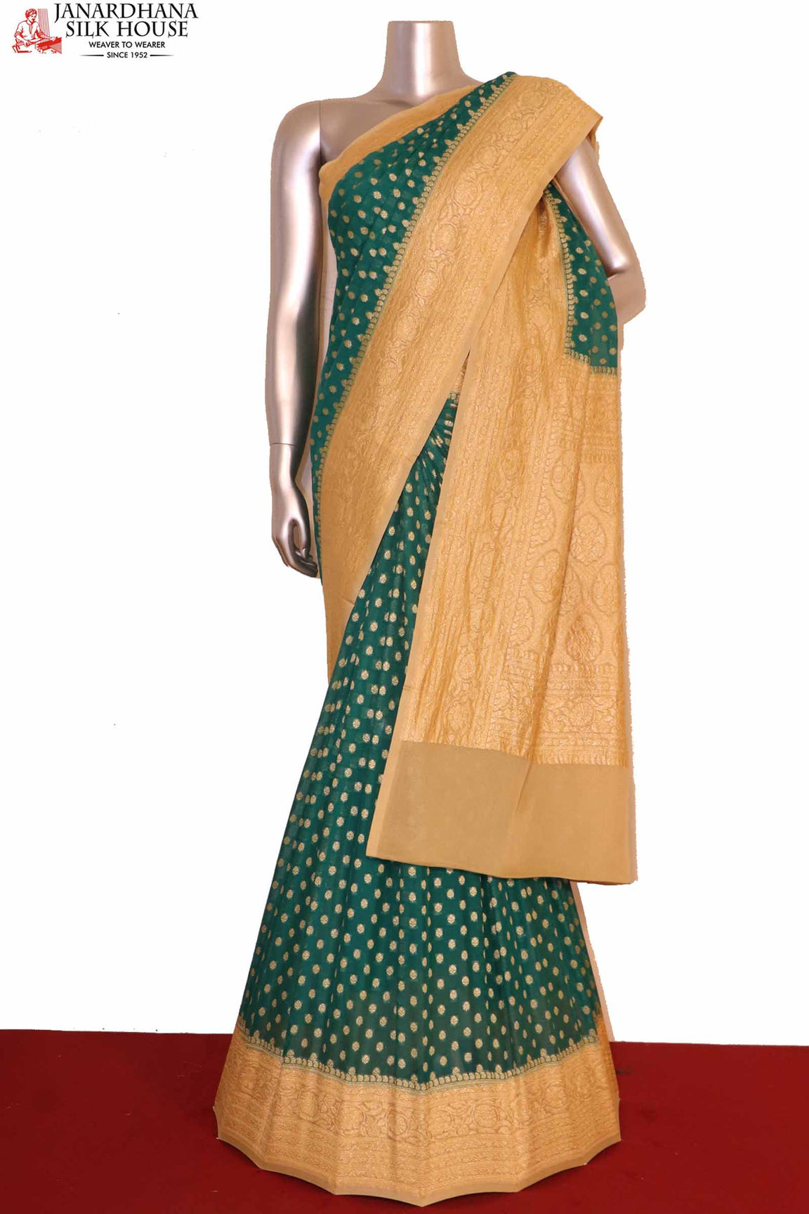 Exclusive Butta Contrast Banarasi Georgette Silk Saree AG211026