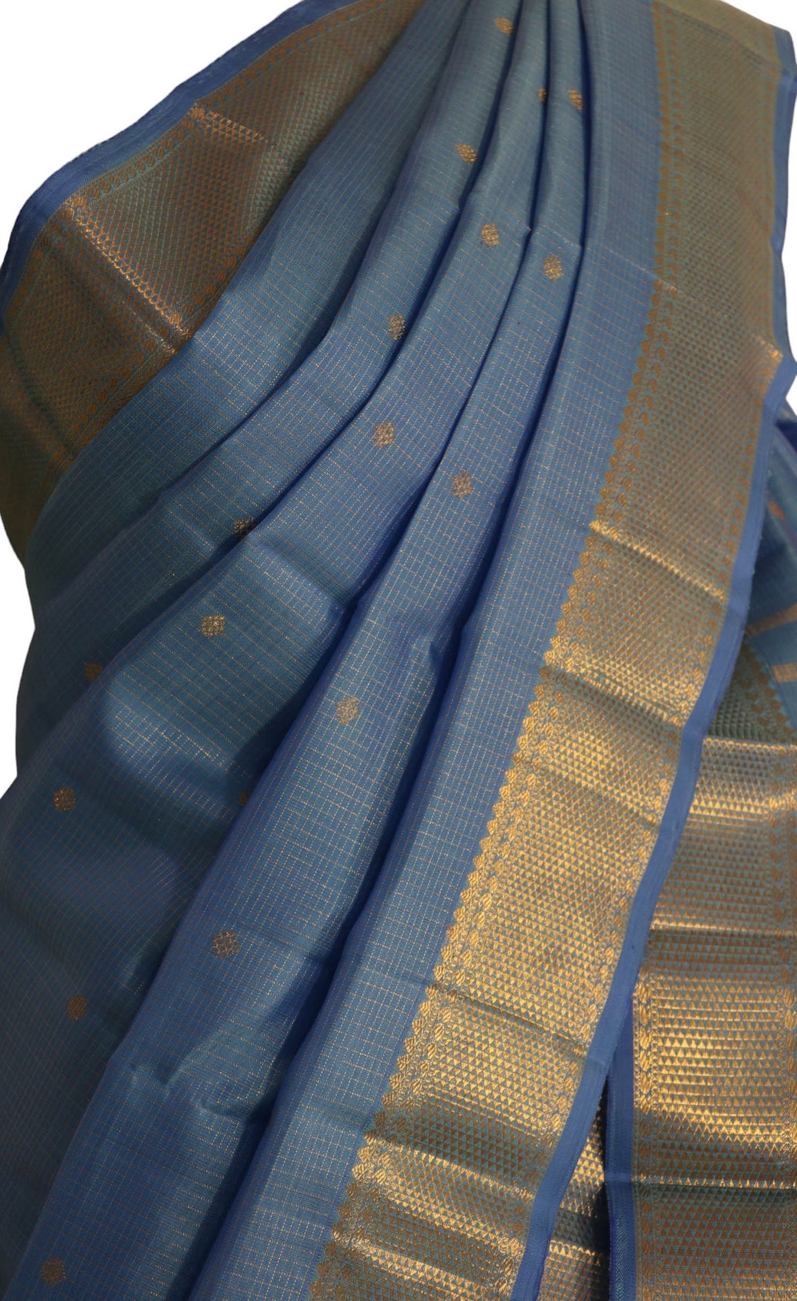 Pure Handloom Checks Butta Kanjeevaram Silk Saree AK200824