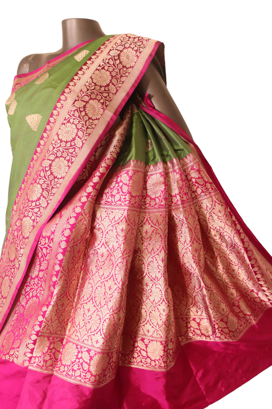 Contrast Classic Wedding Banarasi Silk Saree AJ212323