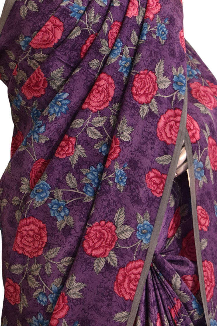 Exclusive Floral Pure Crepe Silk Saree AJ205473