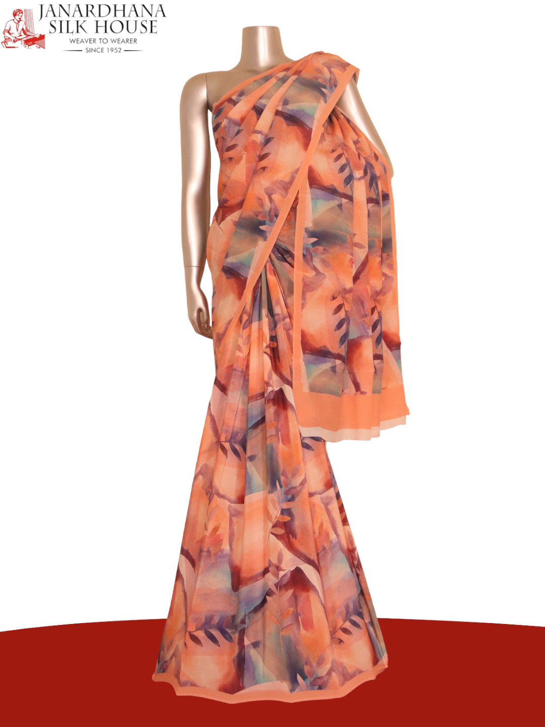 Abstract Floral Exclusive Pure Crepe Silk Saree AJ206285