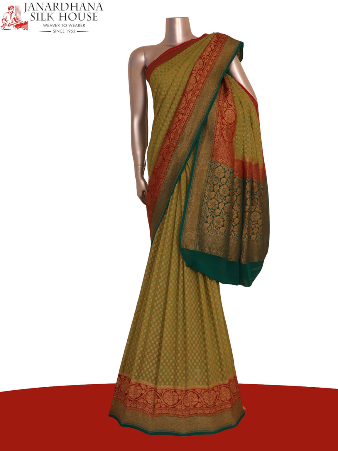Handloom Contrast Banarasi Georgette Silk Saree AK201167