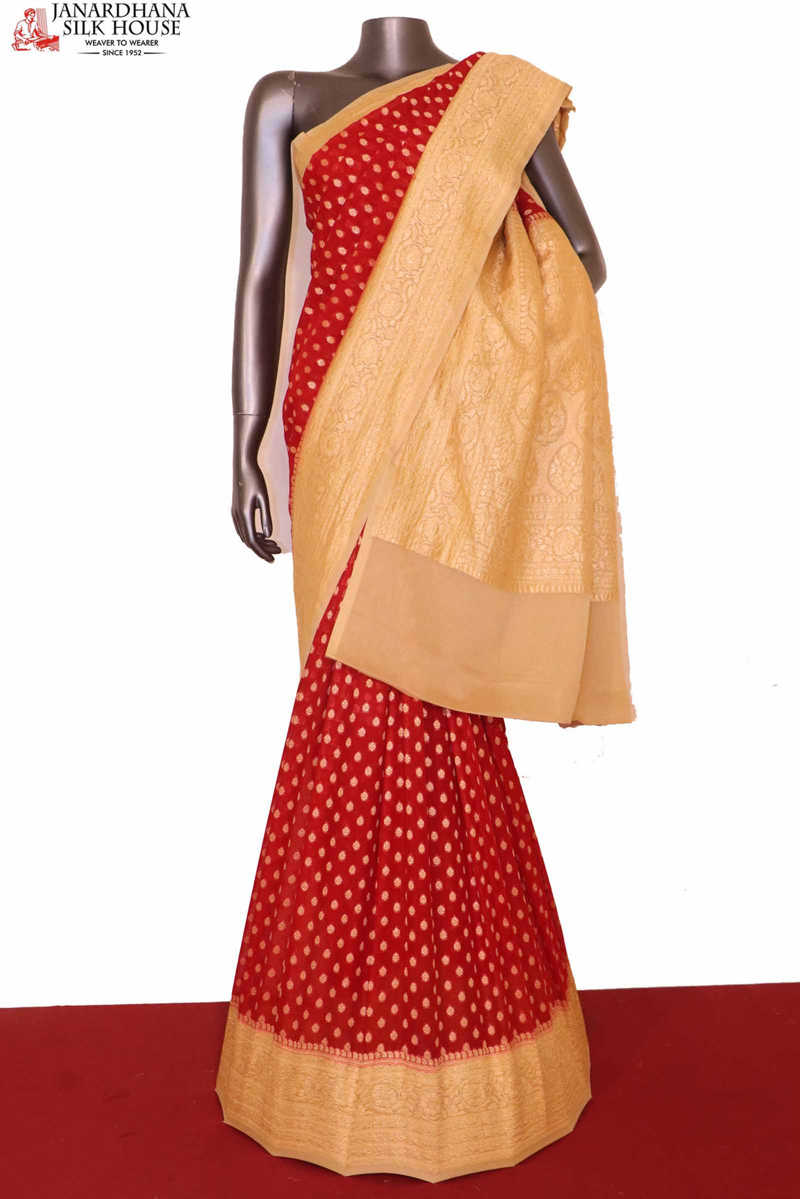 Exclusive Butta Contrast Banarasi Georgette Silk Saree AG211035