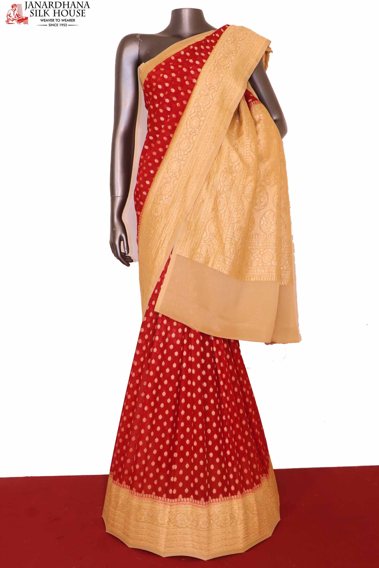 Exclusive Butta Contrast Banarasi Georgette Silk Saree AG211035