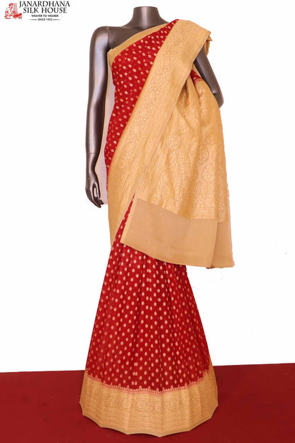 Exclusive Butta Contrast Banarasi Georgette Silk Saree AG211035