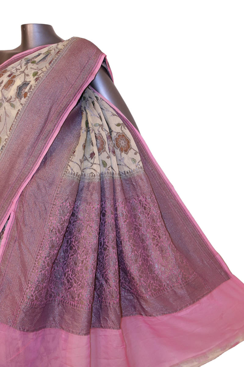 Designer Floral Banarasi Georgette Silk Saree AJ202645
