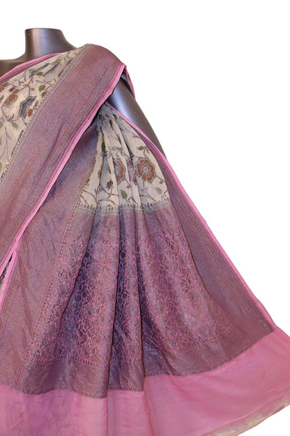 Designer Floral Banarasi Georgette Silk Saree AJ202645