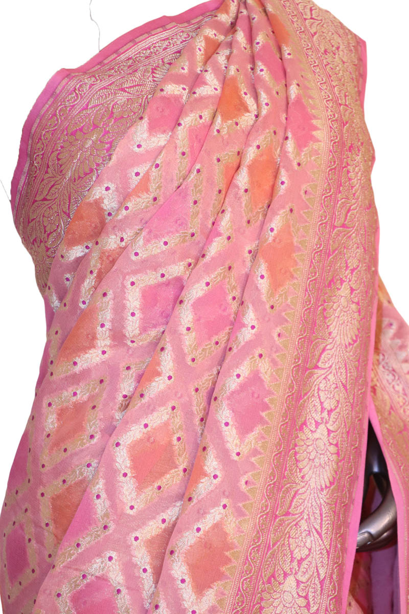 Designer Meenakari Banarasi Georgette Silk Saree AJ202575
